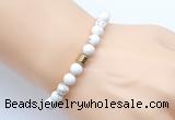 CGB9236 8mm, 10mm white howlite & drum hematite power beads bracelets