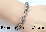 CGB9252 8mm, 10mm dalmatian jasper & drum hematite power beads bracelets