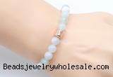 CGB9255 8mm, 10mm sea blue banded agate & drum hematite power beads bracelets