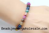 CGB9258 8mm, 10mm colorful banded agate & drum hematite power beads bracelets