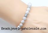 CGB9263 8mm, 10mm white crazy lace agate & drum hematite power beads bracelets