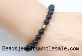 CGB9269 8mm, 10mm black agate & drum hematite power beads bracelets