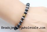 CGB9270 8mm, 10mm Tibetan agate & drum hematite power beads bracelets