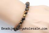 CGB9276 8mm, 10mm yellow tiger eye & drum hematite power beads bracelets