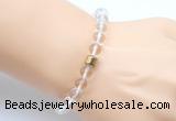 CGB9285 8mm, 10mm white crystal & drum hematite power beads bracelets