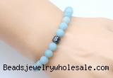 CGB9307 8mm, 10mm matte amazonite & drum hematite power beads bracelets