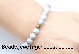 CGB9309 8mm, 10mm matte white howlite & drum hematite power beads bracelets