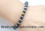 CGB9315 8mm, 10mm matte Tibetan agate & drum hematite power beads bracelets