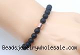 CGB9316 8mm, 10mm matte black agate & drum hematite power beads bracelets