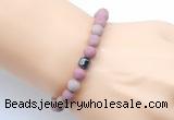 CGB9326 8mm, 10mm matte pink wooden jasper & drum hematite power beads bracelets