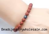 CGB9327 8mm, 10mm matte red jasper & drum hematite power beads bracelets