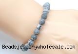 CGB9332 8mm, 10mm matte grey picture jasper & drum hematite power beads bracelets