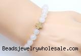 CGB9350 8mm, 10mm white jade & cross hematite power beads bracelets