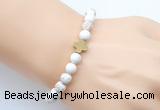 CGB9351 8mm, 10mm white howlite & cross hematite power beads bracelets