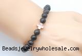 CGB9362 8mm, 10mm coffee wooden jasper & cross hematite power beads bracelets