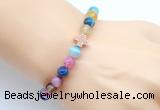 CGB9373 8mm, 10mm colorful banded agate & cross hematite power beads bracelets