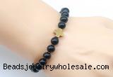 CGB9384 8mm, 10mm black agate & cross hematite power beads bracelets