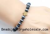 CGB9385 8mm, 10mm Tibetan agate & cross hematite power beads bracelets