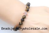 CGB9390 8mm, 10mm yellow tiger eye & cross hematite power beads bracelets