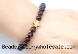 CGB9393 8mm, 10mm red tiger eye & cross hematite power beads bracelets