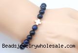 CGB9397 8mm, 10mm blue tiger eye & cross hematite power beads bracelets