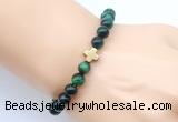 CGB9398 8mm, 10mm green tiger eye & cross hematite power beads bracelets