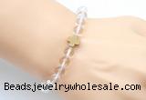 CGB9400 8mm, 10mm white crystal & cross hematite power beads bracelets