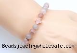 CGB9413 8mm, 10mm pink quartz & cross hematite power beads bracelets