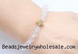 CGB9416 8mm, 10mm matte white crystal & cross hematite power beads bracelets