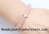 CGB9417 8mm, 10mm matte rose quartz & cross hematite power beads bracelets