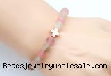 CGB9419 8mm, 10mm matte volcano cherry quartz & cross hematite power beads bracelets