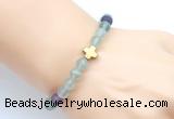 CGB9420 8mm, 10mm matte fluorite & cross hematite power beads bracelets