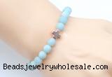 CGB9423 8mm, 10mm matte amazonite & cross hematite power beads bracelets