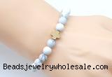 CGB9425 8mm, 10mm matte white howlite & cross hematite power beads bracelets