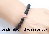 CGB9432 8mm, 10mm matte black agate & cross hematite power beads bracelets