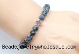 CGB9433 8mm, 10mm matte snowflake obsidian & cross hematite power beads bracelets