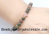 CGB9435 8mm, 10mm matte unakite & cross hematite power beads bracelets