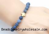 CGB9439 8mm, 10mm matte dumortierite & cross hematite power beads bracelets