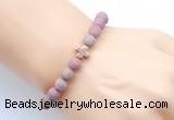 CGB9442 8mm, 10mm matte pink wooden jasper & cross hematite power beads bracelets