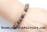 CGB9444 8mm, 10mm matte picasso jasper & cross hematite power beads bracelets