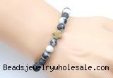 CGB9447 8mm, 10mm matte black & white jasper & cross hematite power beads bracelets