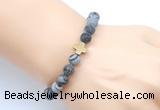 CGB9449 8mm, 10mm matte black water jasper & cross hematite power beads bracelets