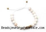 CGB9461 8mm, 10mm white howlite & rondelle hematite adjustable bracelets