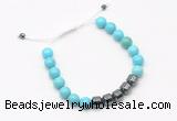 CGB9462 8mm, 10mm blue howlite & drum hematite adjustable bracelets