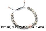 CGB9477 8mm, 10mm dalmatian jasper & cross hematite adjustable bracelets