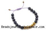 CGB9504 8mm, 10mm purple tiger eye & round hematite adjustable bracelets