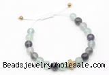 CGB9517 8mm, 10mm fluorite & cross hematite adjustable bracelets