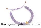 CGB9528 8mm, 10mm matte amethyst & cross hematite adjustable bracelets