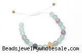 CGB9530 8mm, 10mm matte fluorite & cross hematite adjustable bracelets