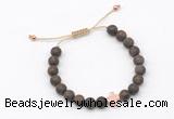 CGB9548 8mm, 10mm matte bronzite & cross hematite adjustable bracelets